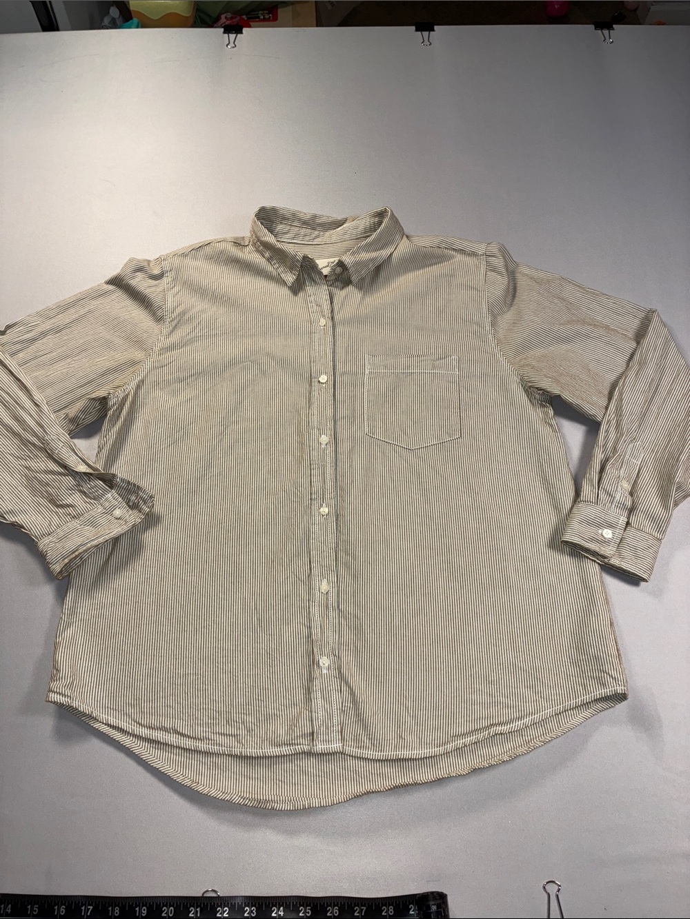 Universal Thread Beige Striped Button-Up Shirt Womens XL